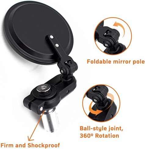 7/8" Bar End Mirror for Motorcycle Rear View - Round Dual Sport Mirrors, Adjustable Aftermarket Parts Compatible with Honda Grom, Yamaha, Suzuki, Kawasaki, Harley, Cafe Racer, Rizoma, crg in Saudi Arabia