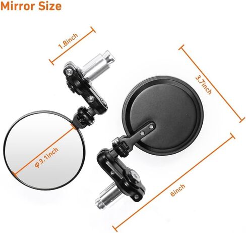 7/8" Bar End Mirror for Motorcycle Rear View - Round Dual Sport Mirrors, Adjustable Aftermarket Parts Compatible with Honda Grom, Yamaha, Suzuki, Kawasaki, Harley, Cafe Racer, Rizoma, crg in Saudi Arabia