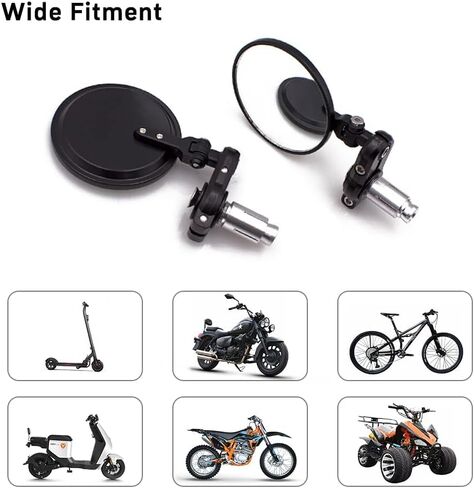 7/8" Bar End Mirror for Motorcycle Rear View - Round Dual Sport Mirrors, Adjustable Aftermarket Parts Compatible with Honda Grom, Yamaha, Suzuki, Kawasaki, Harley, Cafe Racer, Rizoma, crg in Saudi Arabia