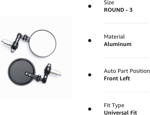 7/8" Bar End Mirror for Motorcycle Rear View - Round Dual Sport Mirrors, Adjustable Aftermarket Parts Compatible with Honda Grom, Yamaha, Suzuki, Kawasaki, Harley, Cafe Racer, Rizoma, crg in Saudi Arabia