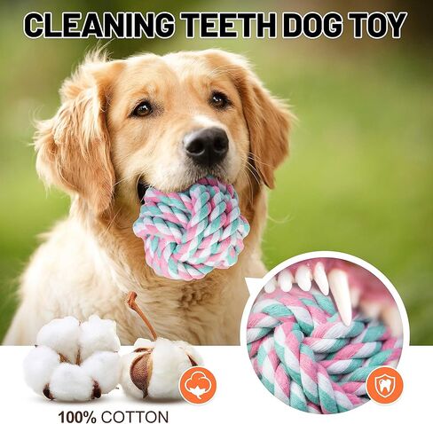 Large Dog Rope Toys for Aggressive Chewers, Dog Toys Set for Large and Medium Dogs, Tough Natural Cotton Puppy Chew toy for Chewing, Tug Toy 9 Pack in Kuwait