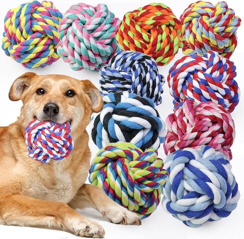 Large Dog Rope Toys for Aggressive Chewers, Dog Toys Set for Large and Medium Dogs, Tough Natural Cotton Puppy Chew toy for Chewing, Tug Toy 9 Pack in Kuwait
