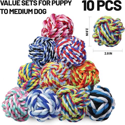 Large Dog Rope Toys for Aggressive Chewers, Dog Toys Set for Large and Medium Dogs, Tough Natural Cotton Puppy Chew toy for Chewing, Tug Toy 9 Pack in Kuwait