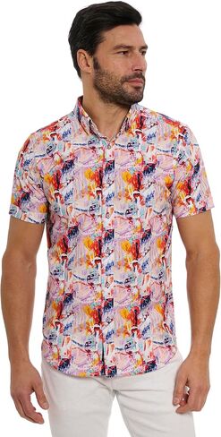 Robert Graham Men's Ledger Short Sleeve Woven Shirt in Saudi Arabia