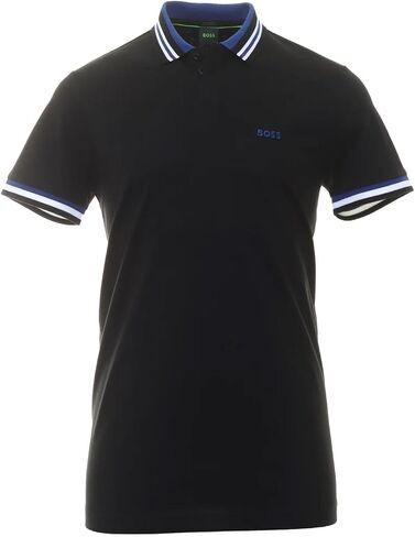 تي شيرت بولو قطن بأكمام قصيرة للرجال من Hugo Boss Paddy 2 NCSA باللون الأزرق الداكن مع ياقة مضلعة باللون الأزرق الفاتح in Saudi Arabia