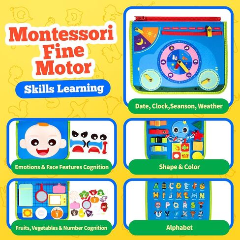 ULOVEME Busy Board for Toddlers - Montessori Toys for 1 2 3 4 Year Old Boys Girls Bithday Gift - Preschool Learning Toys Help Develop Fine Motor Skills - Toddler Travel Toys in Saudi Arabia