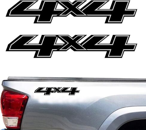 4X4 Car Decal Stickers 2Pcs, Auto Decoration Accessories Emblem Replacements Fit Ford F-150 F-250 F-350 Tacoma Tundra Ram Silverado Truck Pickup SUV, with Squeegee 1Pcs, Black in Saudi Arabia