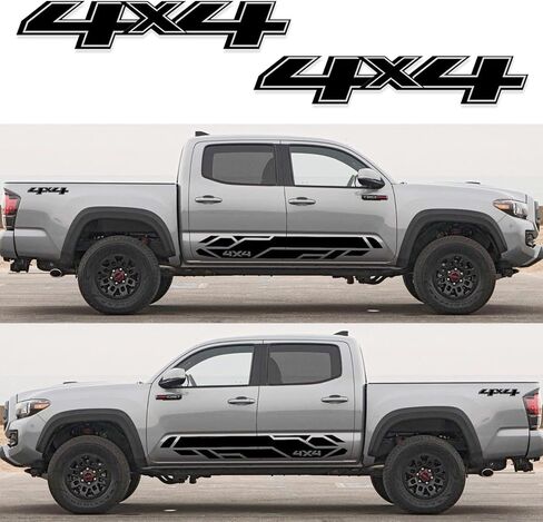 4X4 Car Decal Stickers 2Pcs, Auto Decoration Accessories Emblem Replacements Fit Ford F-150 F-250 F-350 Tacoma Tundra Ram Silverado Truck Pickup SUV, with Squeegee 1Pcs, Black in Saudi Arabia