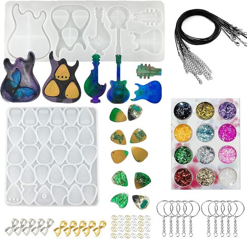 قوالب حلق كاي واي، 6 قطع قالب حلق من راتنج الريش الدائري، 50 قطعة من خطافات الأذن مع حلقات قفز، وترتر، مجموعة قوالب صب راتنجات الايبوكسي DIY لصنع سلاسل المفاتيح والأقراط in Kuwait