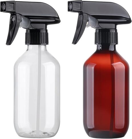 Plastic Spray Bottles Clear and Brown Refillable Container Empty Spray Bottle 10oz/300ml Adjustable Head Sprayer and Stream for Cleaning Products, Plants, Pet, Hair, Cooking in Saudi Arabia