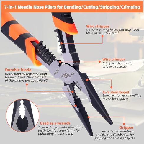 8 inch Linemans Pliers, High Leverage Linemans Pliers, Linemans Side Cutting Pliers for Cutting Clamping Screwing, High-carbon Steel Forged Heavy Duty Lineman Tools in Saudi Arabia