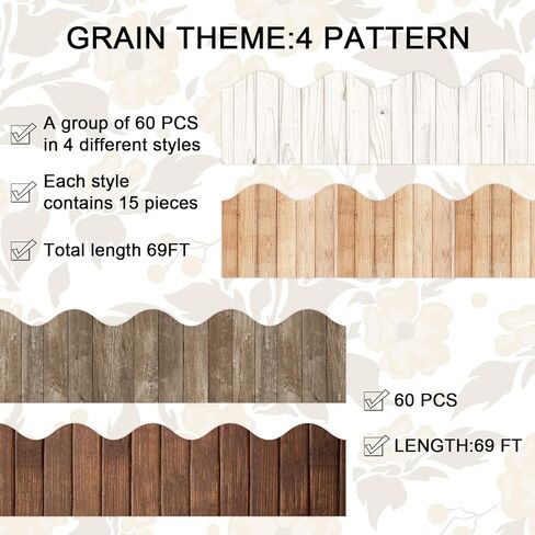 Whaline 69FT Fall Bulletin Board Border 4 Colors Autumn Wood Trimmer Stickers Self Adhesive Classroom Decorations Borders Rustic Wood Scalloped Borders Trim for Harvest Classroom Chalkboard Decoration in Saudi Arabia