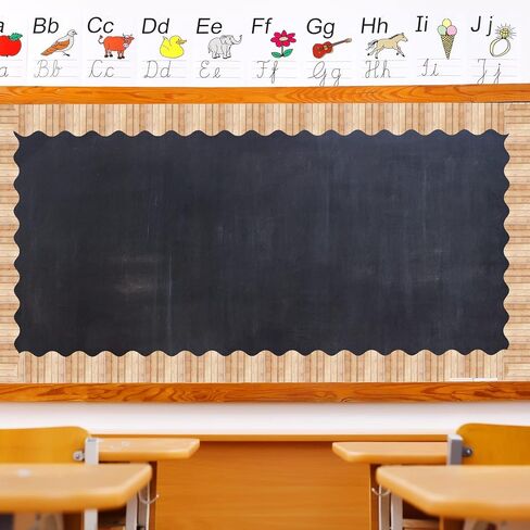 Whaline 69FT Fall Bulletin Board Border 4 Colors Autumn Wood Trimmer Stickers Self Adhesive Classroom Decorations Borders Rustic Wood Scalloped Borders Trim for Harvest Classroom Chalkboard Decoration in Saudi Arabia