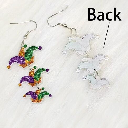 Mardi Gras Acrylic Dangle Earrings Carnival Sparkle Colorful Hat Mask Lobster Earrings For Women Girls Holiday Jewelry Gifts in Saudi Arabia