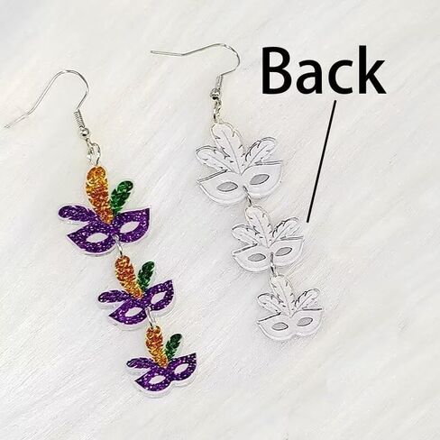 Mardi Gras Acrylic Dangle Earrings Carnival Sparkle Colorful Hat Mask Lobster Earrings For Women Girls Holiday Jewelry Gifts in Saudi Arabia
