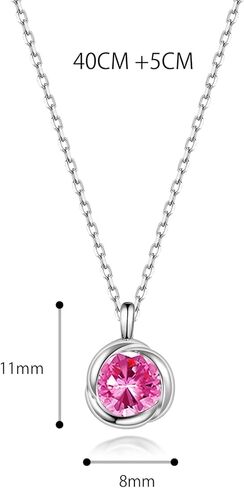 immobird 925 Sterling Silver Necklace for Women with Created/Natural Birthstone Rose Shape Necklace for Girl Dainty Round Silver Necklace for Gift in Kuwait