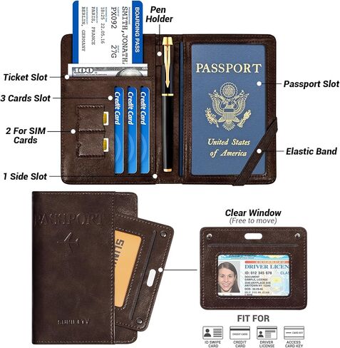 BIAOTIE Passport Holder Men, Waterproof RFID Blocking Travel Passport Wallet with Credit Card Holders, Vacation Travel Must Haves Travel Accessories for Men Women (Black) in Saudi Arabia