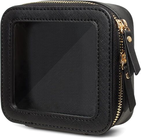 Clear Makeup Bag Small, Mini Cosmetic Bag for Purse Clear Makeup Pouch Purse Organizer with Zipper TSA Approved Travel Toiletry Bag Car Organizer Essentials for Women Men (Mini Black) in Saudi Arabia
