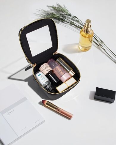 Clear Makeup Bag Small, Mini Cosmetic Bag for Purse Clear Makeup Pouch Purse Organizer with Zipper TSA Approved Travel Toiletry Bag Car Organizer Essentials for Women Men (Mini Black) in Saudi Arabia