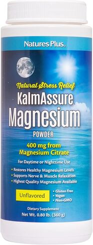 مسحوق المغنيسيوم NaturesPlus KalmAssure - 1.15 رطل - نكهة البرتقال - يدعم استرخاء الأعصاب والعضلات - غير معدّل وراثيًا، خالي من الغلوتين، نباتي - 60 حصة in Saudi Arabia