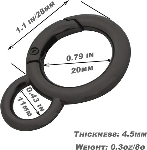 Bytiyar 10 قطع 20 مم داخل القطر خطافات زنبركية دائرية مع فتحة ثابتة وبوابة من سبائك الزنك على شكل حرف O ومشابك سلسلة مفاتيح DIY ملحق ذهبي فاتح in Kuwait
