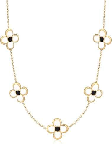Bummer Gold Flower Choker – Exquisite and Adjustable Stainless Steel Necklace with 18K Gold Plated Necklace and Lucky Four Leaf Clover Pendant in Saudi Arabia