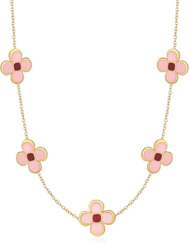Bummer Gold Flower Choker – Exquisite and Adjustable Stainless Steel Necklace with 18K Gold Plated Necklace and Lucky Four Leaf Clover Pendant in Saudi Arabia