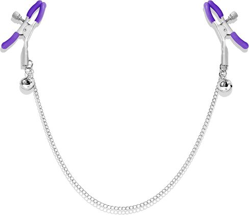 Nipple Clamps with Chain Necklace Body Chains Clips Clamps for Women Body Clamps with Chain with Bells Stainless Steel Body Bells Non-piercing Clip on Body Non Piercing Body Jewelry Holiday Gift in Saudi Arabia