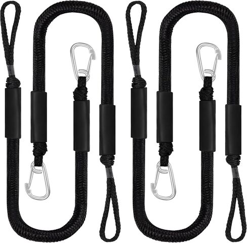 Bungee Dock Lines Boat Accessories Bumpers Rope 2 Pack 4FT Mooring with Hook Loop for Anchor Docking Jet Ski Jetski Bondaged Cord Sailboat Fishing Water Skis Fender Clips Black Marine in Saudi Arabia