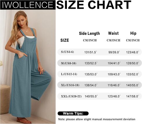IWOLLENCE Women's Summer Jumpsuits Boho Wide Leg Overalls Casual Loose Rompers with Pockets 2026 in Saudi Arabia