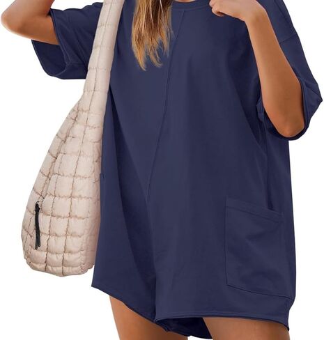 Women's Summer Overalls Loose Casual Jumpsuit with Pockets Backless Outdoor Sportswear in Saudi Arabia
