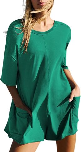 Women's Summer Overalls Loose Casual Jumpsuit with Pockets Backless Outdoor Sportswear in Saudi Arabia