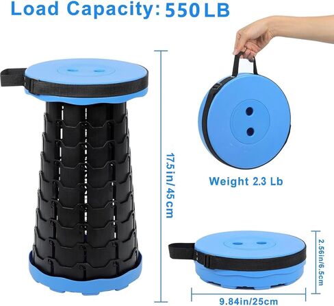 Upgraded Foldable Stool Thickened, Folding Chair with Load Capacity 400lbs, Collapsible Stool Retractable Stool for Fishing, Hiking Tours, BBQ, Parties, Outdoor Activities (Black) in Saudi Arabia