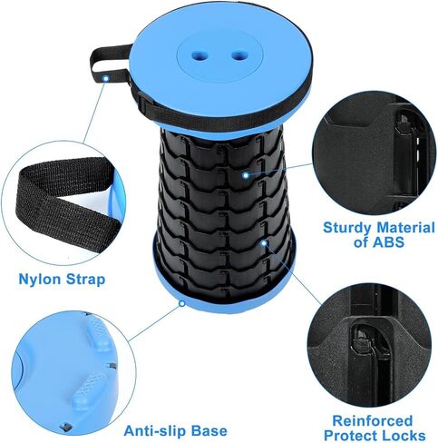 Upgraded Foldable Stool Thickened, Folding Chair with Load Capacity 400lbs, Collapsible Stool Retractable Stool for Fishing, Hiking Tours, BBQ, Parties, Outdoor Activities (Black) in Saudi Arabia