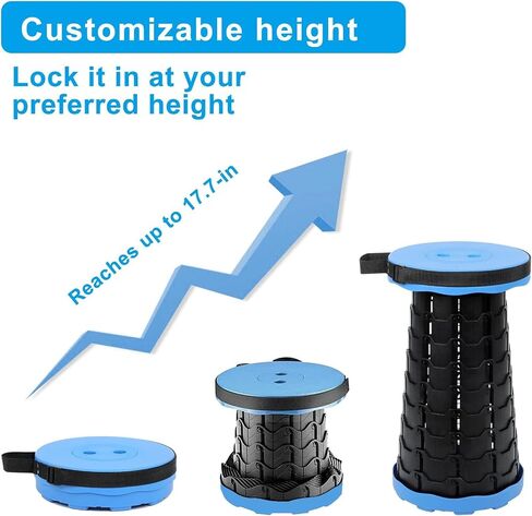 Upgraded Foldable Stool Thickened, Folding Chair with Load Capacity 400lbs, Collapsible Stool Retractable Stool for Fishing, Hiking Tours, BBQ, Parties, Outdoor Activities (Black) in Saudi Arabia