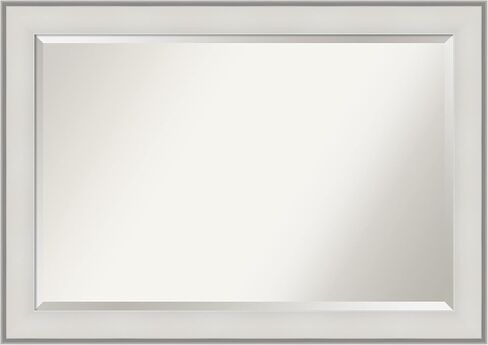 Amanti Art Wall Mirror, Vanity White Narrow Frame Mirror for Wall Decor or use as Bathroom Mirror for Over Sink (25.5 x 31.5 in.) Beveled Mirror, White Mirror, Casual Mirror from WI, USA in Saudi Arabia
