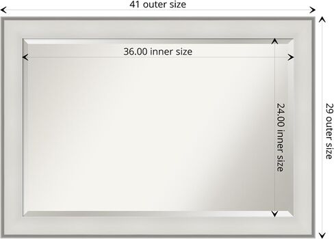 Amanti Art Wall Mirror, Vanity White Narrow Frame Mirror for Wall Decor or use as Bathroom Mirror for Over Sink (25.5 x 31.5 in.) Beveled Mirror, White Mirror, Casual Mirror from WI, USA in Saudi Arabia