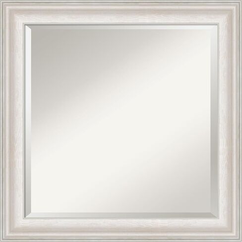 Amanti Art Wall Mirror, Vanity White Narrow Frame Mirror for Wall Decor or use as Bathroom Mirror for Over Sink (25.5 x 31.5 in.) Beveled Mirror, White Mirror, Casual Mirror from WI, USA in Saudi Arabia