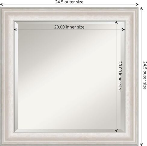 Amanti Art Wall Mirror, Vanity White Narrow Frame Mirror for Wall Decor or use as Bathroom Mirror for Over Sink (25.5 x 31.5 in.) Beveled Mirror, White Mirror, Casual Mirror from WI, USA in Saudi Arabia