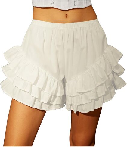 BEAUTELICATE Women Short Bloomers 100% Cotton 3 Layer Ruffles Pajama Pants Sleepwear Pettipants in Saudi Arabia