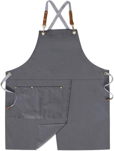 Mignongirl Crossback Apron with Pockets x2,Split Apron with Adjustable Straps,M-XXL (Beige) in Saudi Arabia