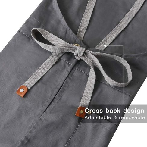 Mignongirl Crossback Apron with Pockets x2,Split Apron with Adjustable Straps,M-XXL (Beige) in Saudi Arabia