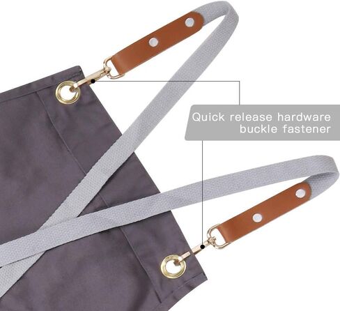 Mignongirl Crossback Apron with Pockets x2,Split Apron with Adjustable Straps,M-XXL (Beige) in Saudi Arabia
