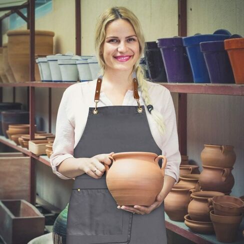 Mignongirl Crossback Apron with Pockets x2,Split Apron with Adjustable Straps,M-XXL (Beige) in Saudi Arabia