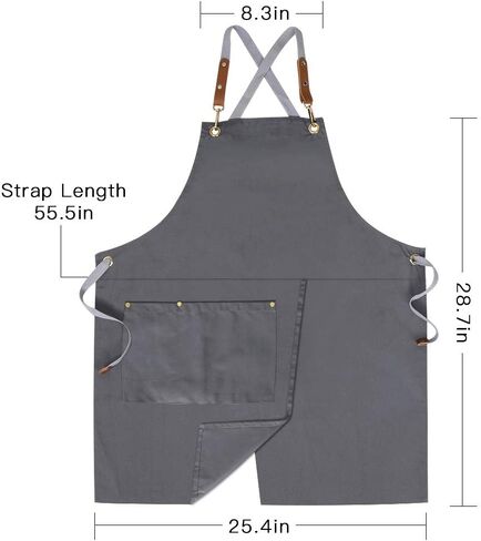 Mignongirl Crossback Apron with Pockets x2,Split Apron with Adjustable Straps,M-XXL (Beige) in Saudi Arabia