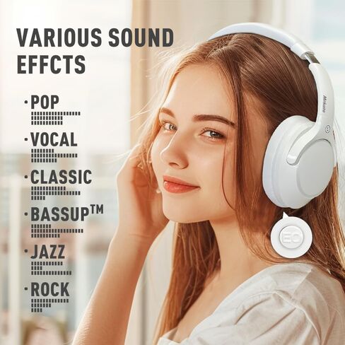 Bluetooth Headphones Over Ear 68H Playtime 6 EQ Wireless Headset with Microphone HiFi Stereo Foldable Lightweight Deep Bass for Travel Home Office Cellphone Black in Saudi Arabia