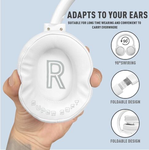 Bluetooth Headphones Over Ear 68H Playtime 6 EQ Wireless Headset with Microphone HiFi Stereo Foldable Lightweight Deep Bass for Travel Home Office Cellphone Black in Saudi Arabia