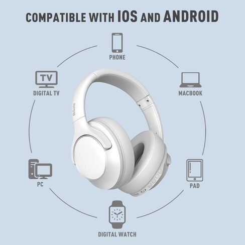 Bluetooth Headphones Over Ear 68H Playtime 6 EQ Wireless Headset with Microphone HiFi Stereo Foldable Lightweight Deep Bass for Travel Home Office Cellphone Black in Saudi Arabia