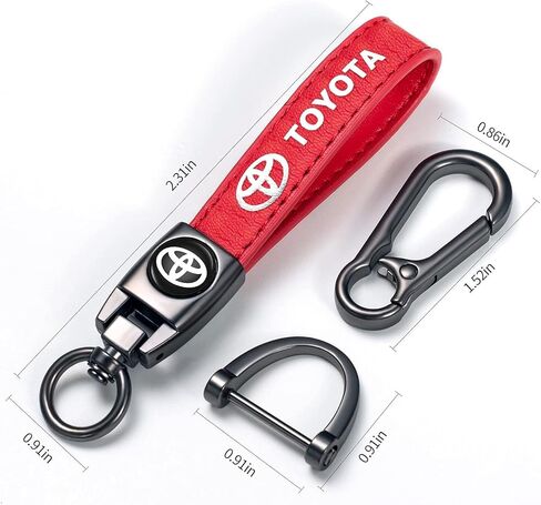 Genuine Leather Car Keychain Fit for Toyota Tacoma Avalon Camry Prius Avalon Corolla RAV4 Highlander Key Chain for Men and Women Family Present Key Ring Accessories（Red） in Saudi Arabia