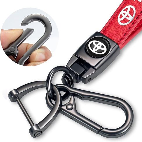Genuine Leather Car Keychain Fit for Toyota Tacoma Avalon Camry Prius Avalon Corolla RAV4 Highlander Key Chain for Men and Women Family Present Key Ring Accessories（Red） in Saudi Arabia